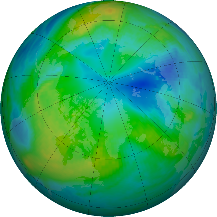 Arctic ozone map for 25 October 1981